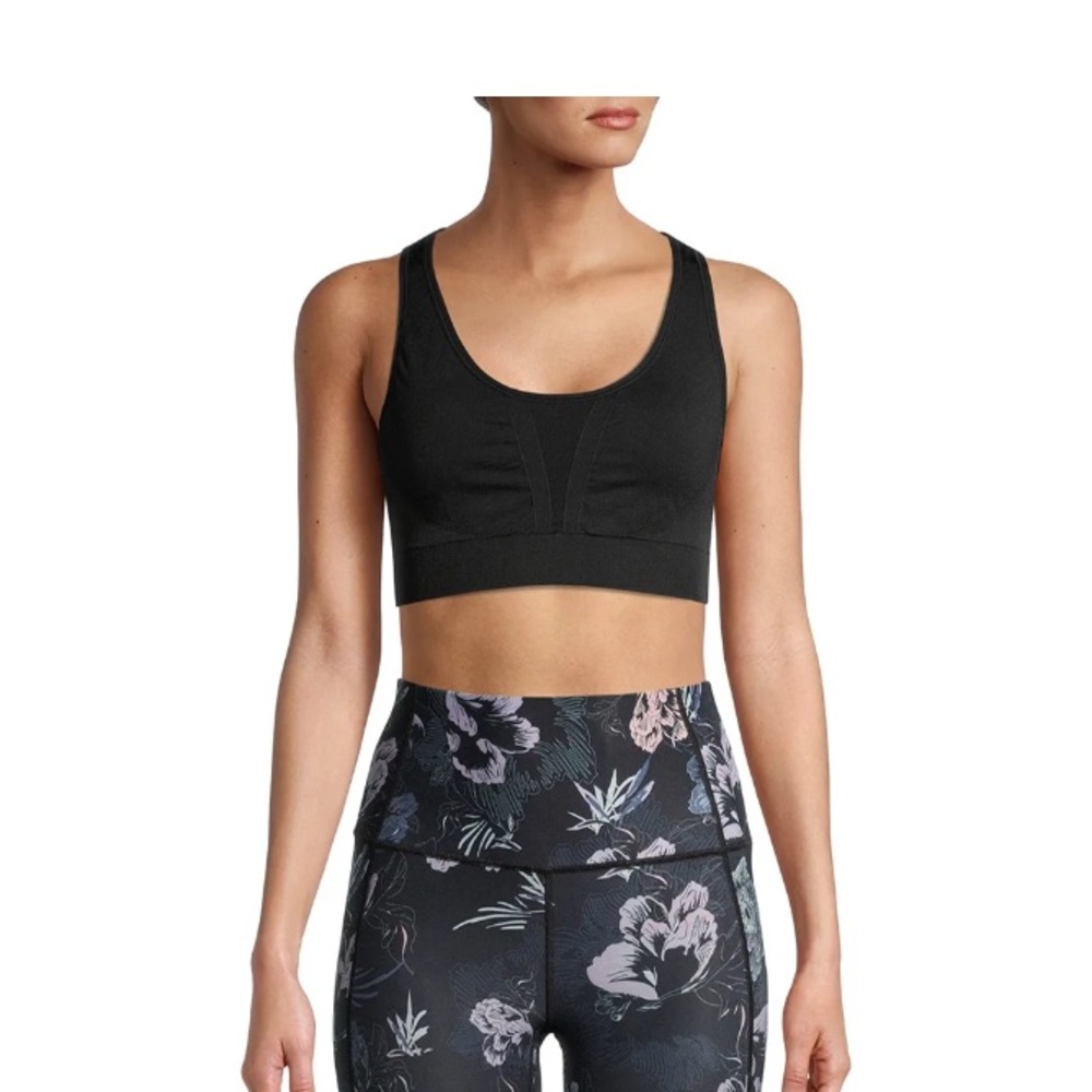 Avia Black Sports Bra with Scoop Neck and Wide Straps - Picture 2 of 5